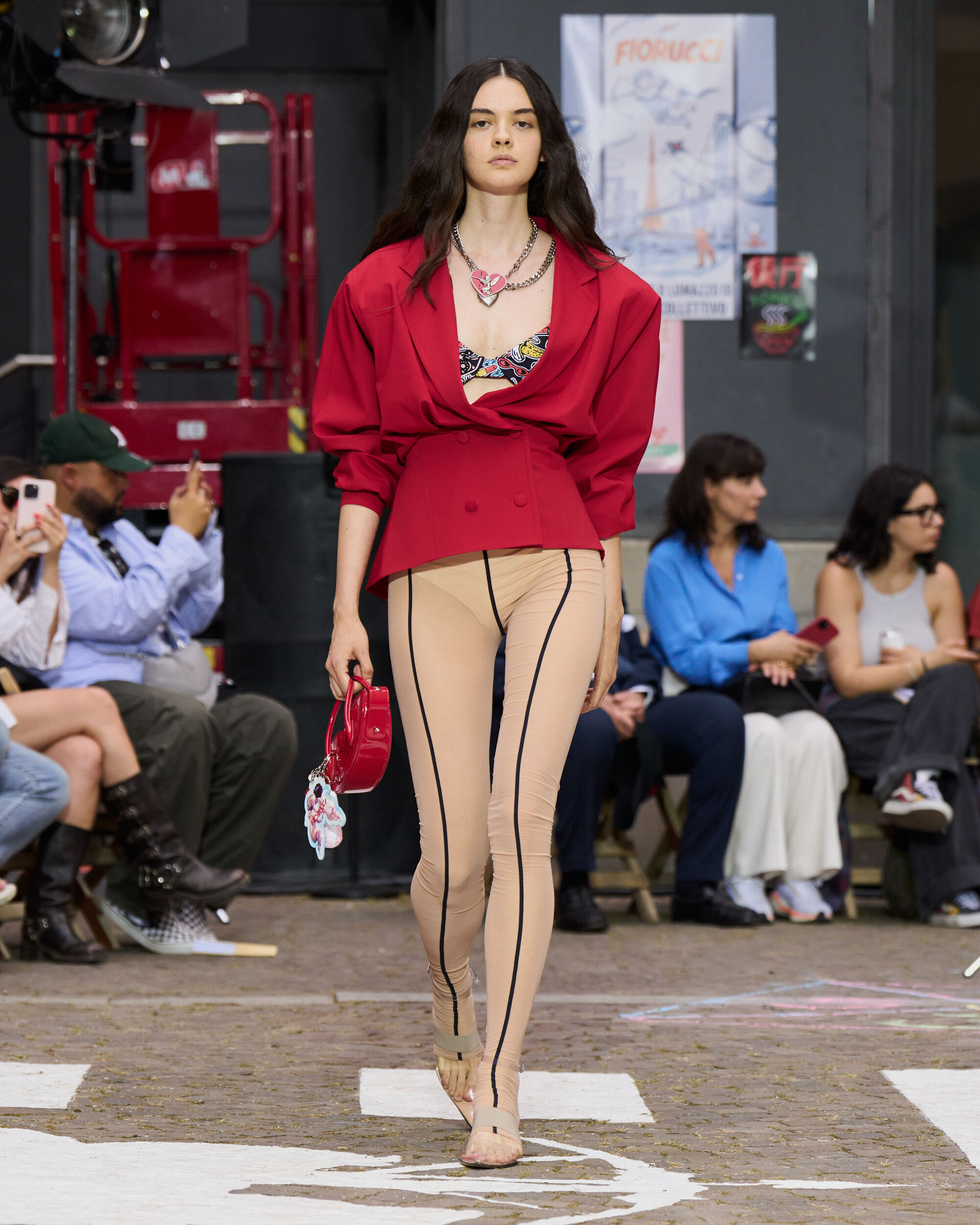 Puff Sleeve Cropped Blazer Red